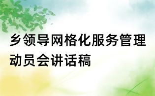 乡领导网格化服务管理动员会讲话稿