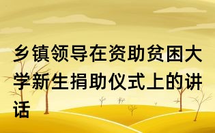 乡镇领导在资助贫困大学新生捐助仪式上的讲话
