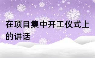 在项目集中开工仪式上的讲话