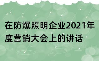 在防爆照明企业2021年度营销大会上的讲话