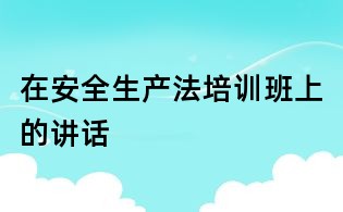 在安全生产法培训班上的讲话
