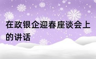 在政银企迎春座谈会上的讲话