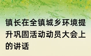 镇长在全镇城乡环境提升巩固活动动员大会上的讲话