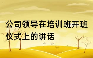 公司领导在培训班开班仪式上的讲话