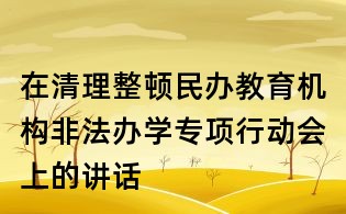 在清理整顿民办教育机构非法办学专项行动会上的讲话