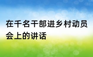 在千名干部进乡村动员会上的讲话