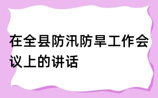 在全县防汛防旱工作会议上的讲话