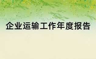 企业运输工作年度报告