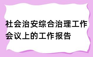 社会治安综合治理工作会议上的工作报告