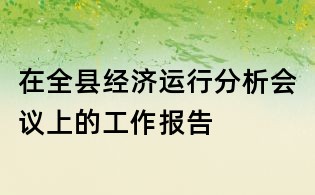 在全县经济运行分析会议上的工作报告