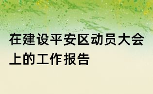 在建设平安区动员大会上的工作报告