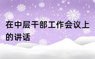 在中层干部工作会议上的讲话
