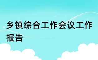 乡镇综合工作会议工作报告