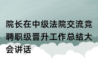 院长在中级法院交流竞聘职级晋升工作总结大会讲话