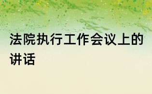 法院执行工作会议上的讲话