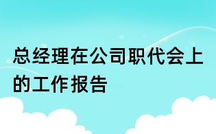 总经理在公司职代会上的工作报告