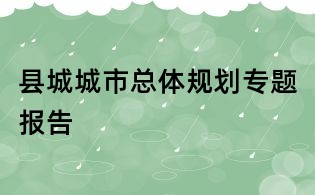 县城城市总体规划专题报告