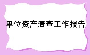 单位资产清查工作报告