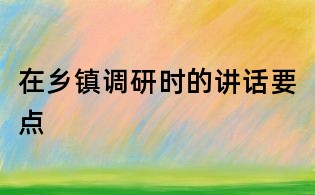 在乡镇调研时的讲话要点
