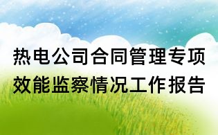 热电公司合同管理专项效能监察情况工作报告