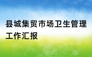 县城集贸市场卫生管理工作汇报