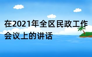 在2021年全区民政工作会议上的讲话