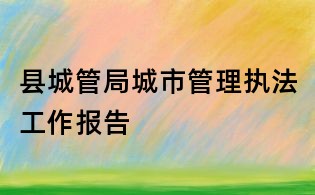 县城管局城市管理执法工作报告