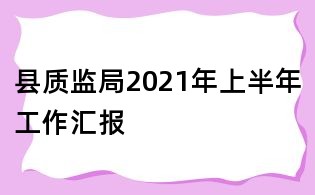 县质监局2021年上半年工作汇报