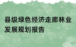 县级绿色经济走廊林业发展规划报告