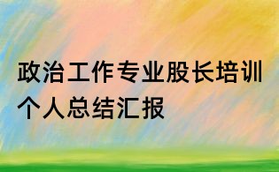 政治工作专业股长培训个人总结汇报