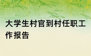 大学生村官到村任职工作报告