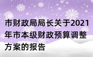 市财政局局长关于2021年市本级财政预算调整方案的报告