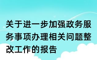 关于进一步加强政务服务事项办理相关问题整改工作的报告