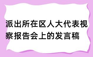 派出所在区人大代表视察报告会上的发言稿