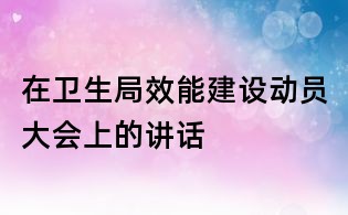 在卫生局效能建设动员大会上的讲话