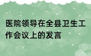医院领导在全县卫生工作会议上的发言