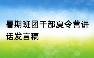 暑期班团干部夏令营讲话发言稿