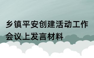 乡镇平安创建活动工作会议上发言材料