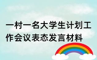 一村一名大学生计划工作会议表态发言材料