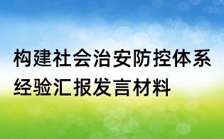 构建社会治安防控体系经验汇报发言材料