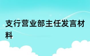 支行营业部主任发言材料