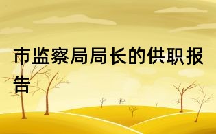 市监察局局长的供职报告