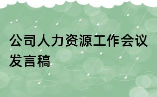 公司人力资源工作会议发言稿
