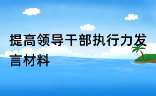 提高领导干部执行力发言材料