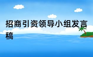 招商引资领导小组发言稿