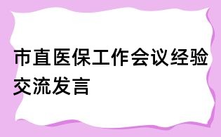 市直医保工作会议经验交流发言