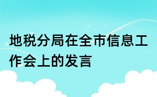 地税分局在全市信息工作会上的发言