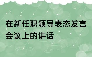 在新任职领导表态发言会议上的讲话