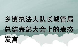 乡镇执法大队长城管局总结表彰大会上的表态发言