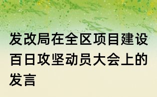 发改局在全区项目建设百日攻坚动员大会上的发言